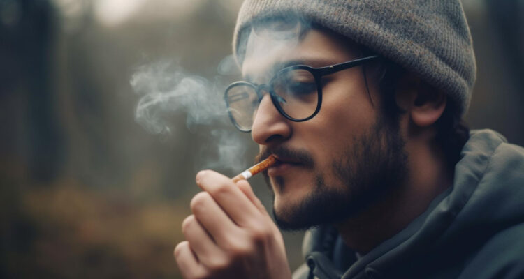 caucasian-man-sunglasses-smoking-tobacco-outdoors-generated-by-ai