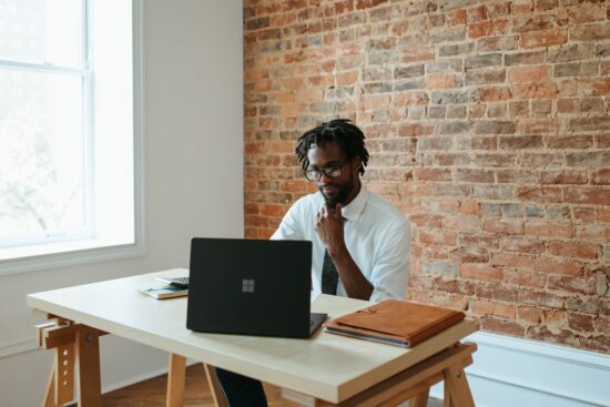 entrepreneur working at a desk