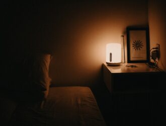 Dark Bedroom with Sleep Lamp